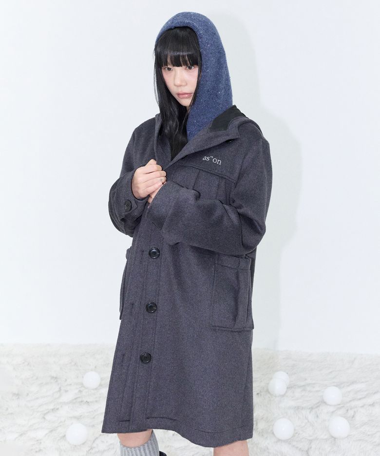 ALLO HOOD LONG COAT / CHARCOAL