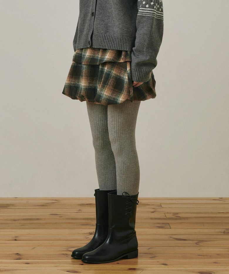 Cancan check mini skirt GREEN