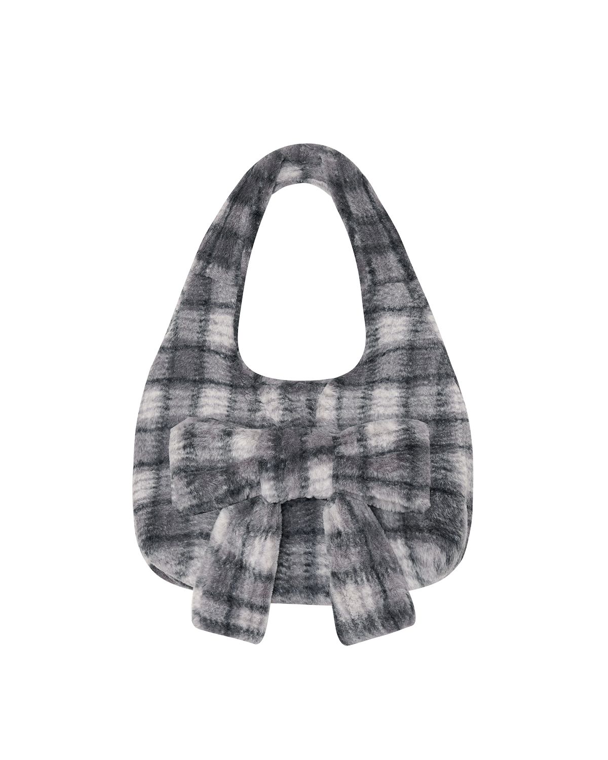 시오(SIO) CHECK FLUFFY SHOULDER BAG