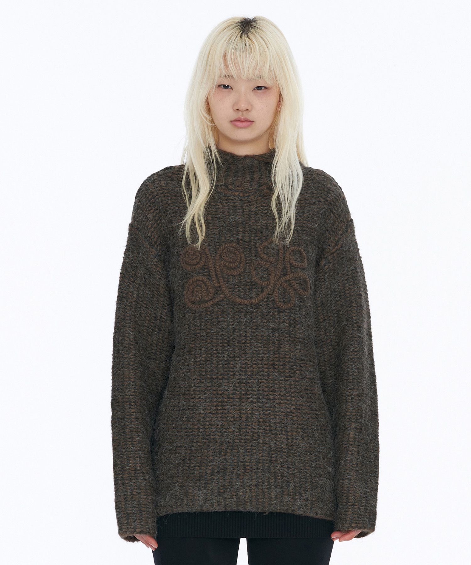 MUSINSA公式 | WELLBEING EXPRESS Oversized Balaclava Knit Brown