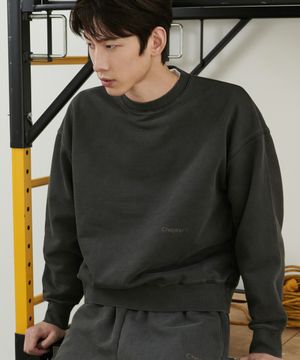 피그먼트 오버숄더 에어홀 맨투맨 (Charcoal)