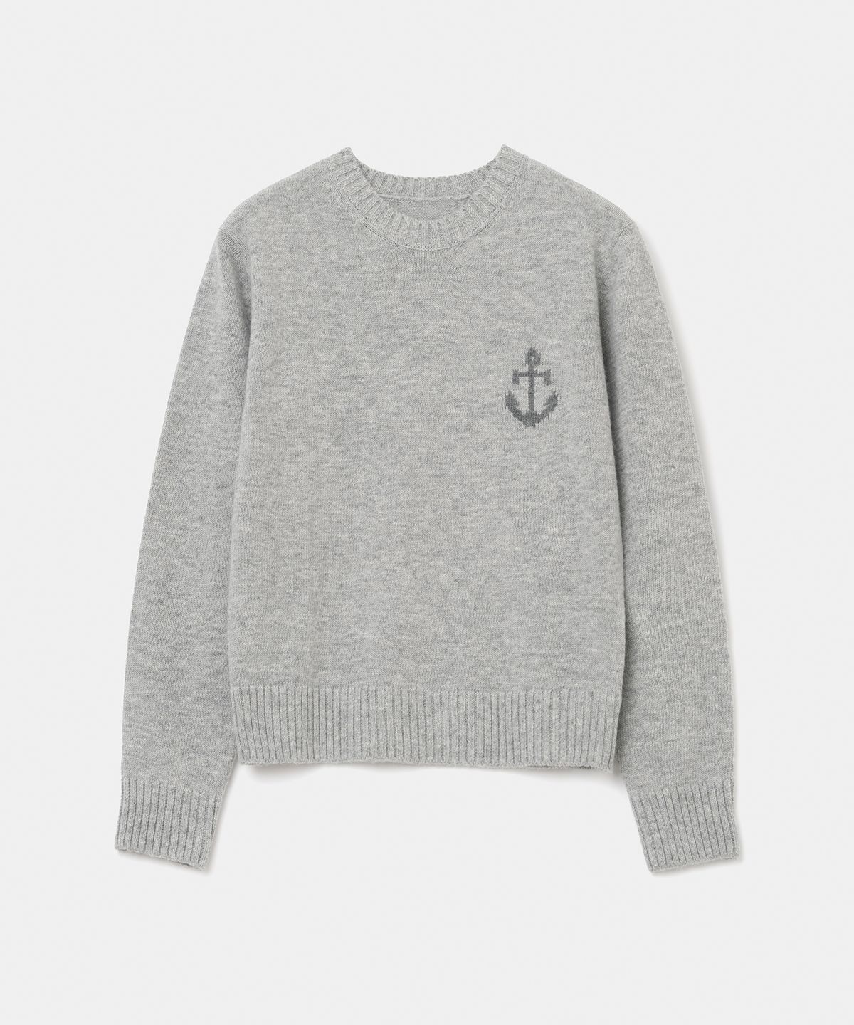 유니폼브릿지(UNIFORM BRIDGE) cashmere blended anchor crew neck knit(womens) melange grey