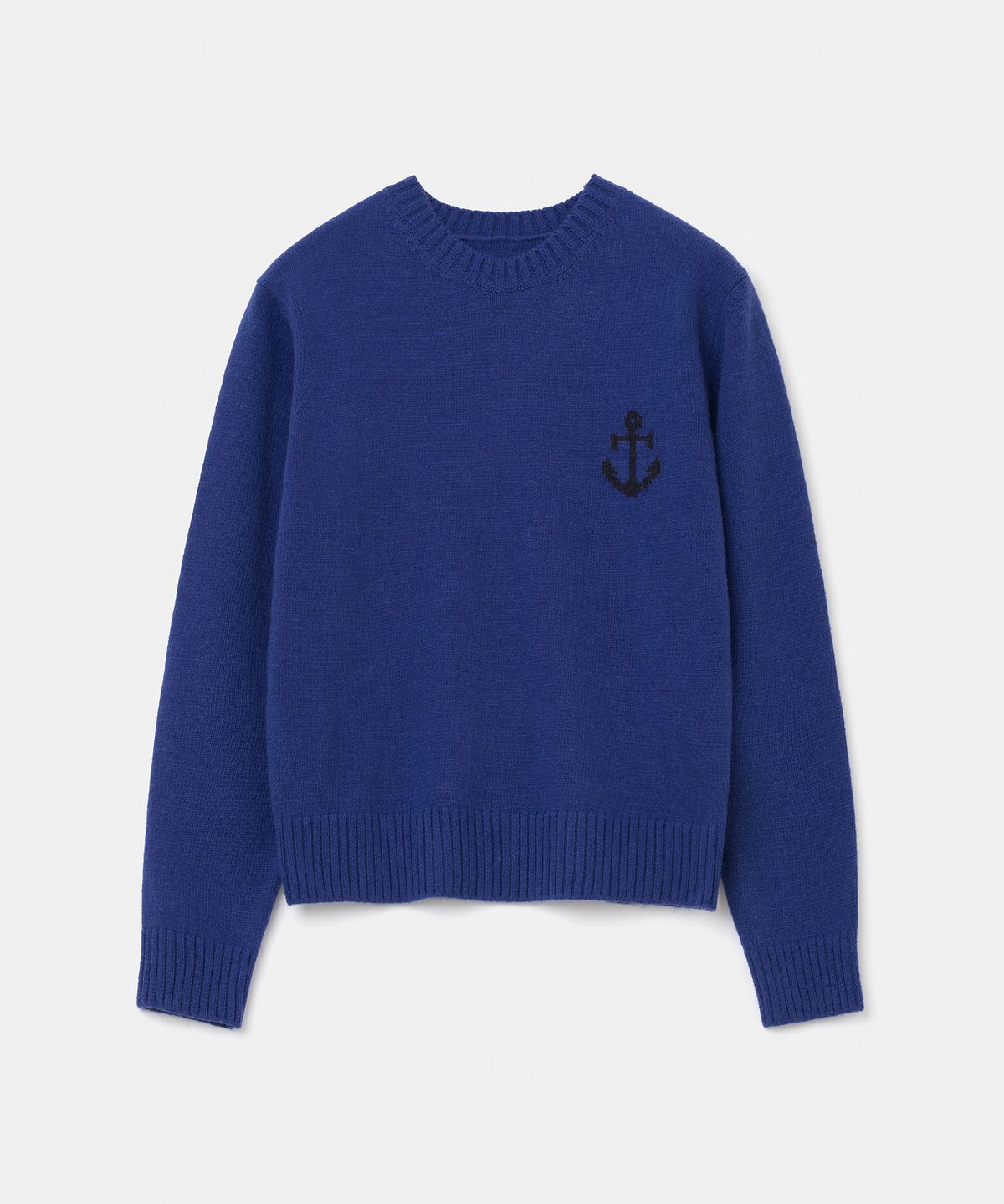 유니폼브릿지(UNIFORM BRIDGE) cashmere blended anchor crew neck knit(womens) blue