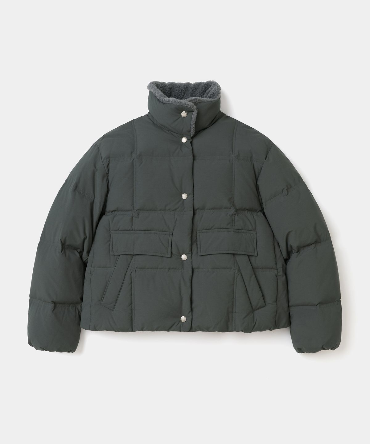 유니폼브릿지(UNIFORM BRIDGE) short down jacket(womens) charcoal
