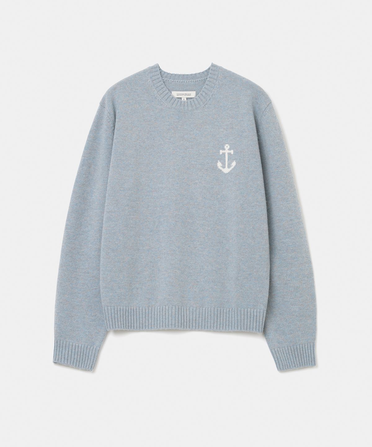 유니폼브릿지(UNIFORM BRIDGE) cashmere blended anchor crew neck knit sky blue