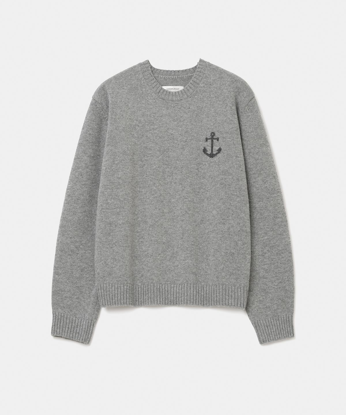 유니폼브릿지(UNIFORM BRIDGE) cashmere blended anchor crew neck knit melange grey