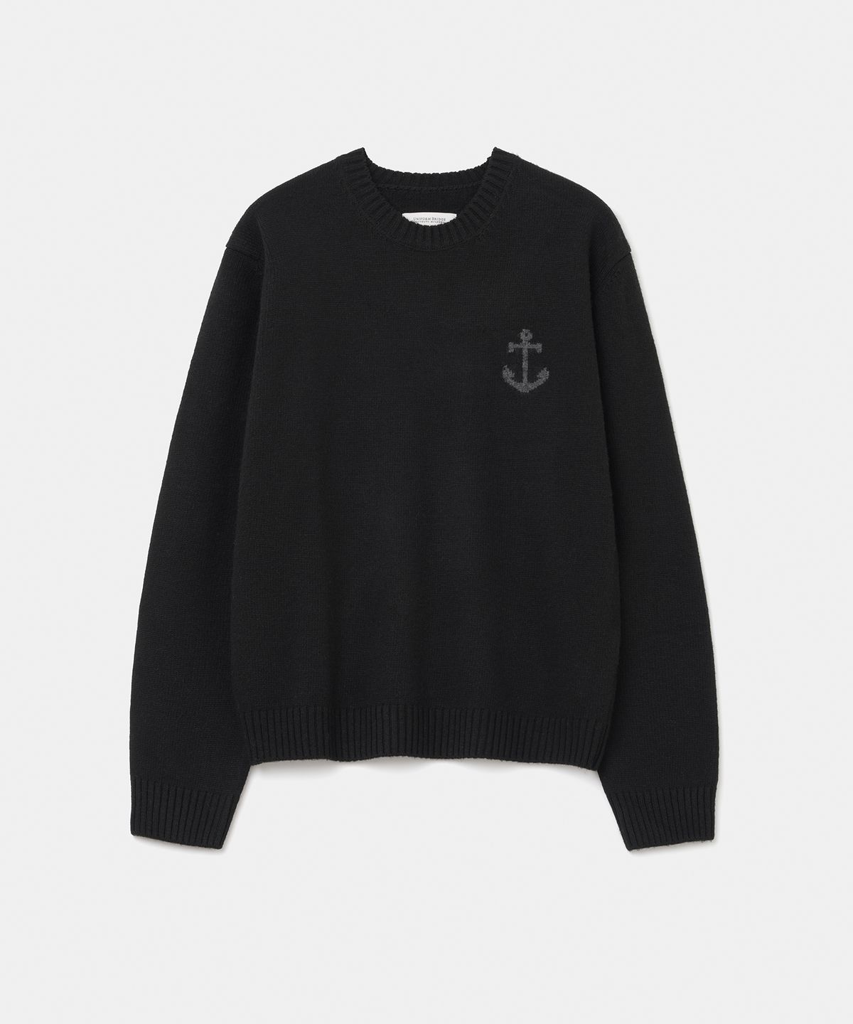 유니폼브릿지(UNIFORM BRIDGE) cashmere blended anchor crew neck knit black