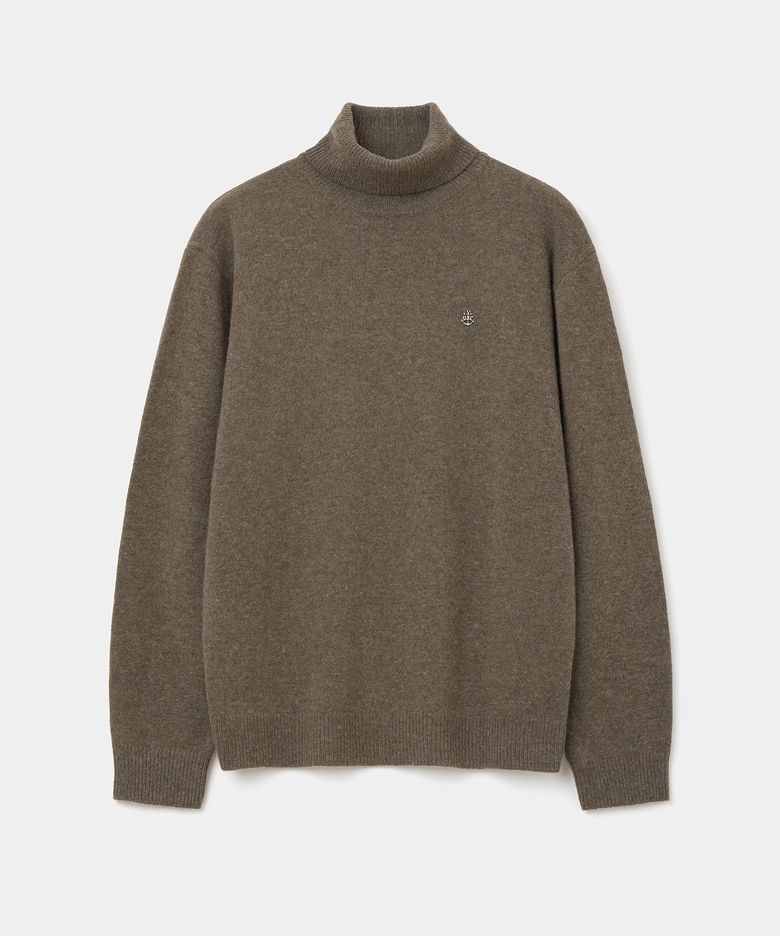 merino wool turtle neck knit brown