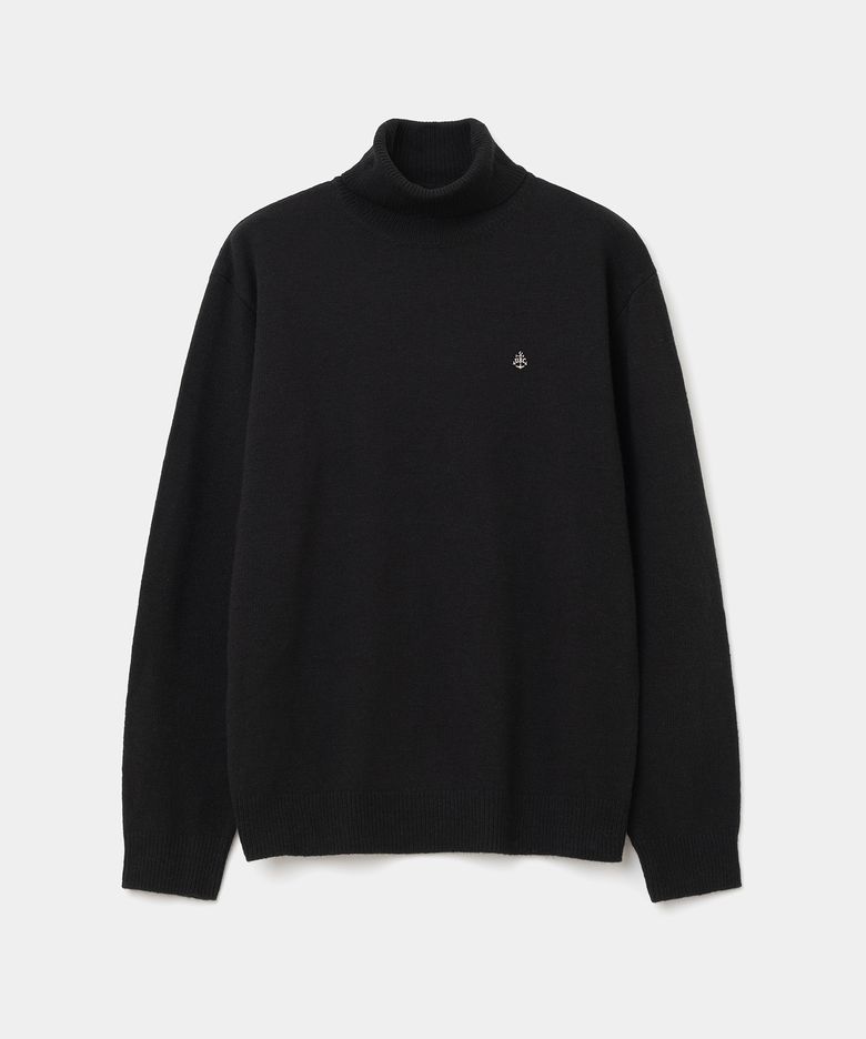 merino wool turtle neck knit black