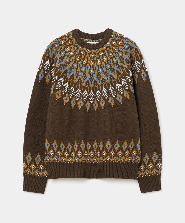 nordic crewneck knit brown