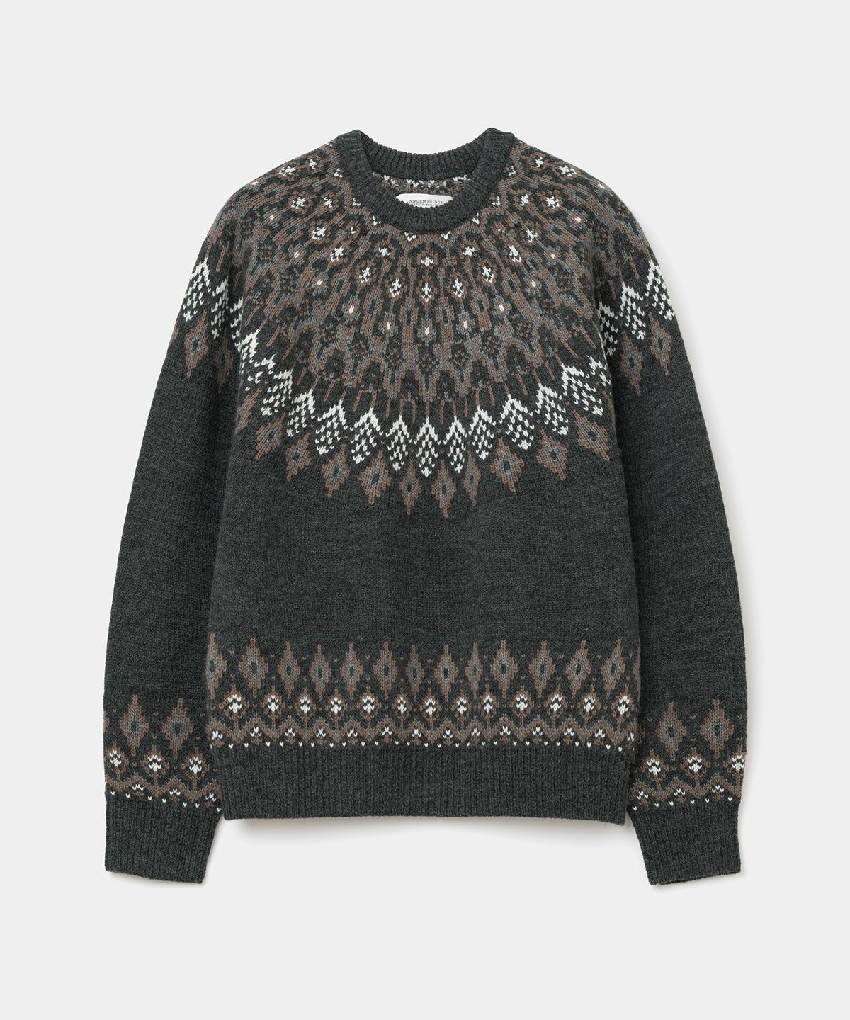 유니폼브릿지(UNIFORM BRIDGE) nordic crewneck knit charcoal