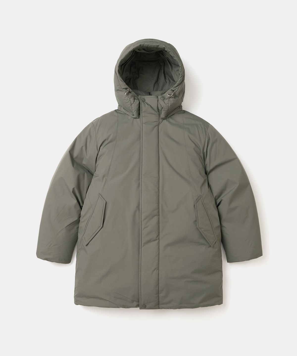 유니폼브릿지(UNIFORM BRIDGE) minimal hooded goose down parka khaki grey