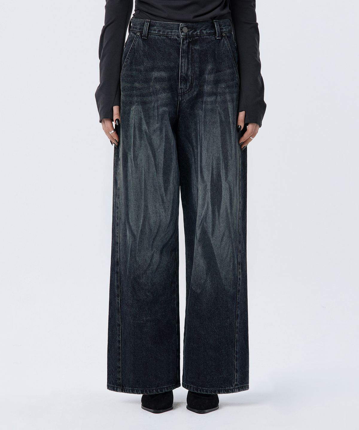 트리밍버드(TREEMINGBIRD) Brushed Denim Pants [ Navy ]