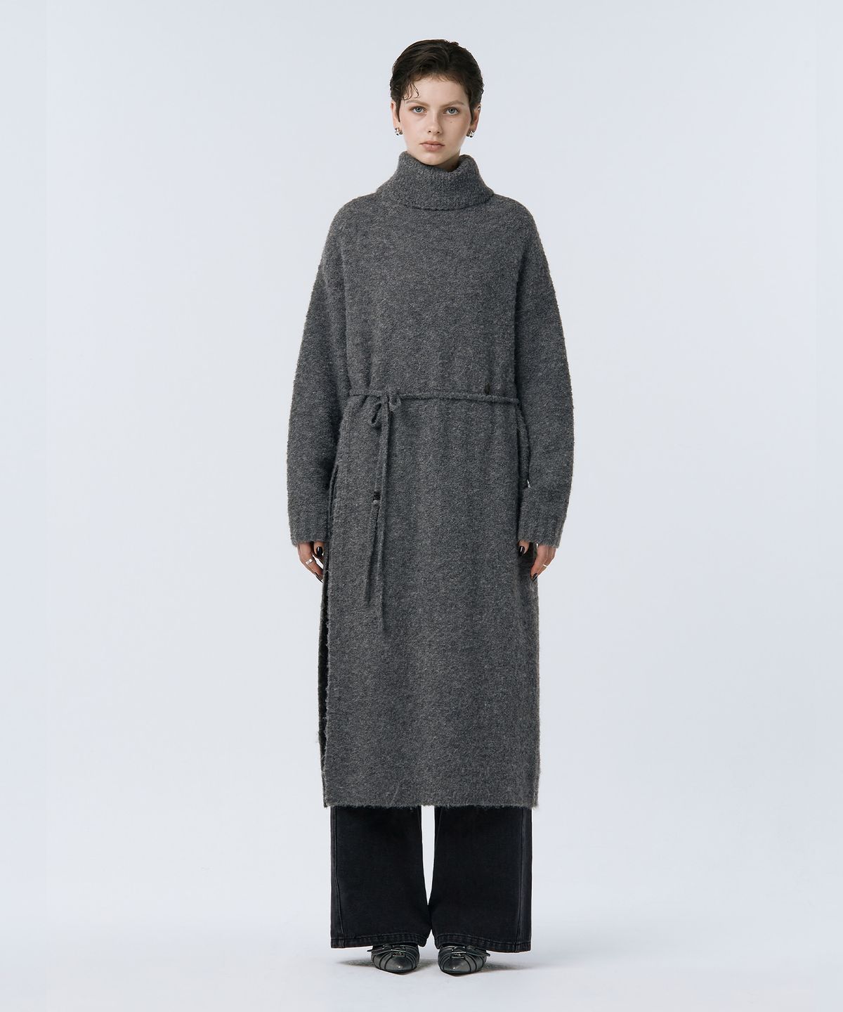 트리밍버드(TREEMINGBIRD) Turtleneck Knit One-piece [ Gray ]