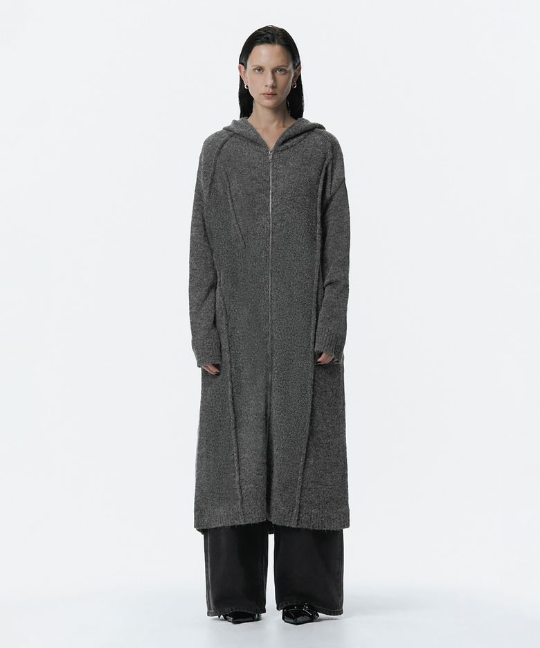Hoodie Knit One-piece [ Charcoal ]