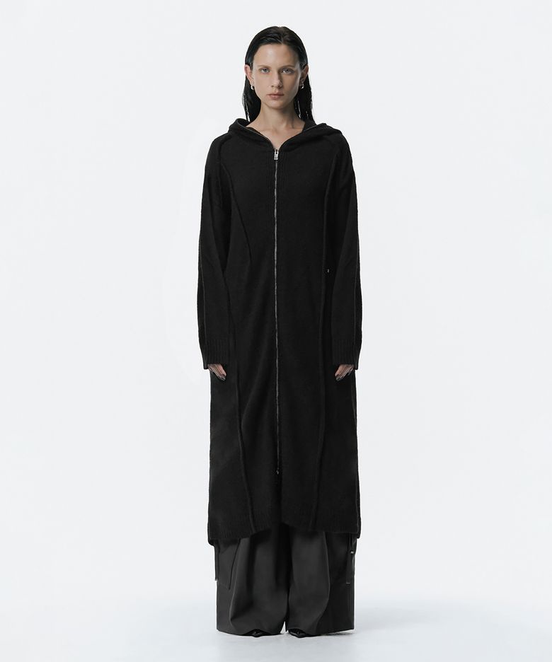 Hoodie Knit One-piece [ Black ]