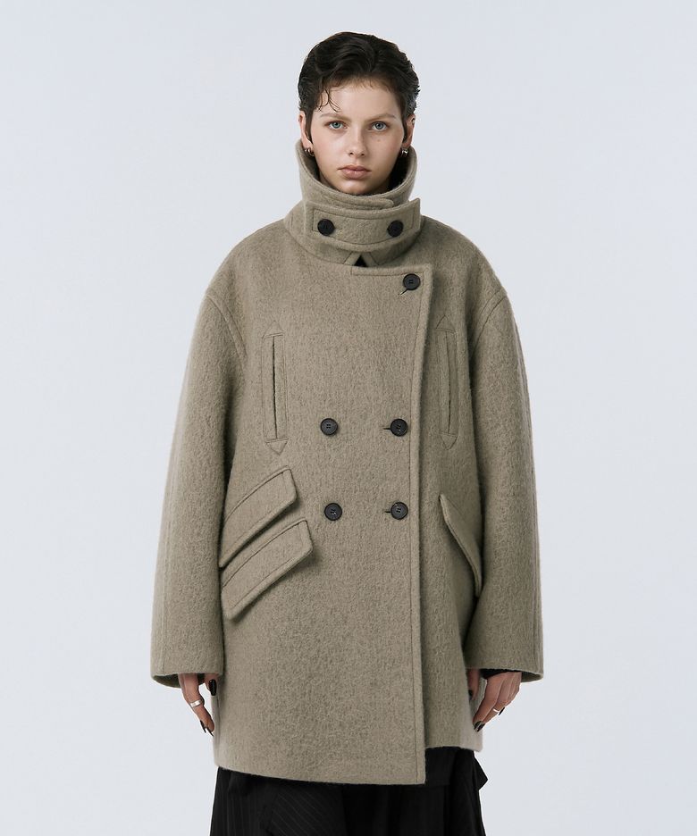 Hairy Double Half Coat [ Beige ]