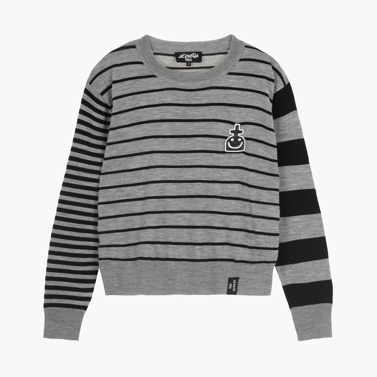 데바스테(DEVASTEE) 스트라이프 데비 니트 탑 GREY STRIPE (S5FWKT003)