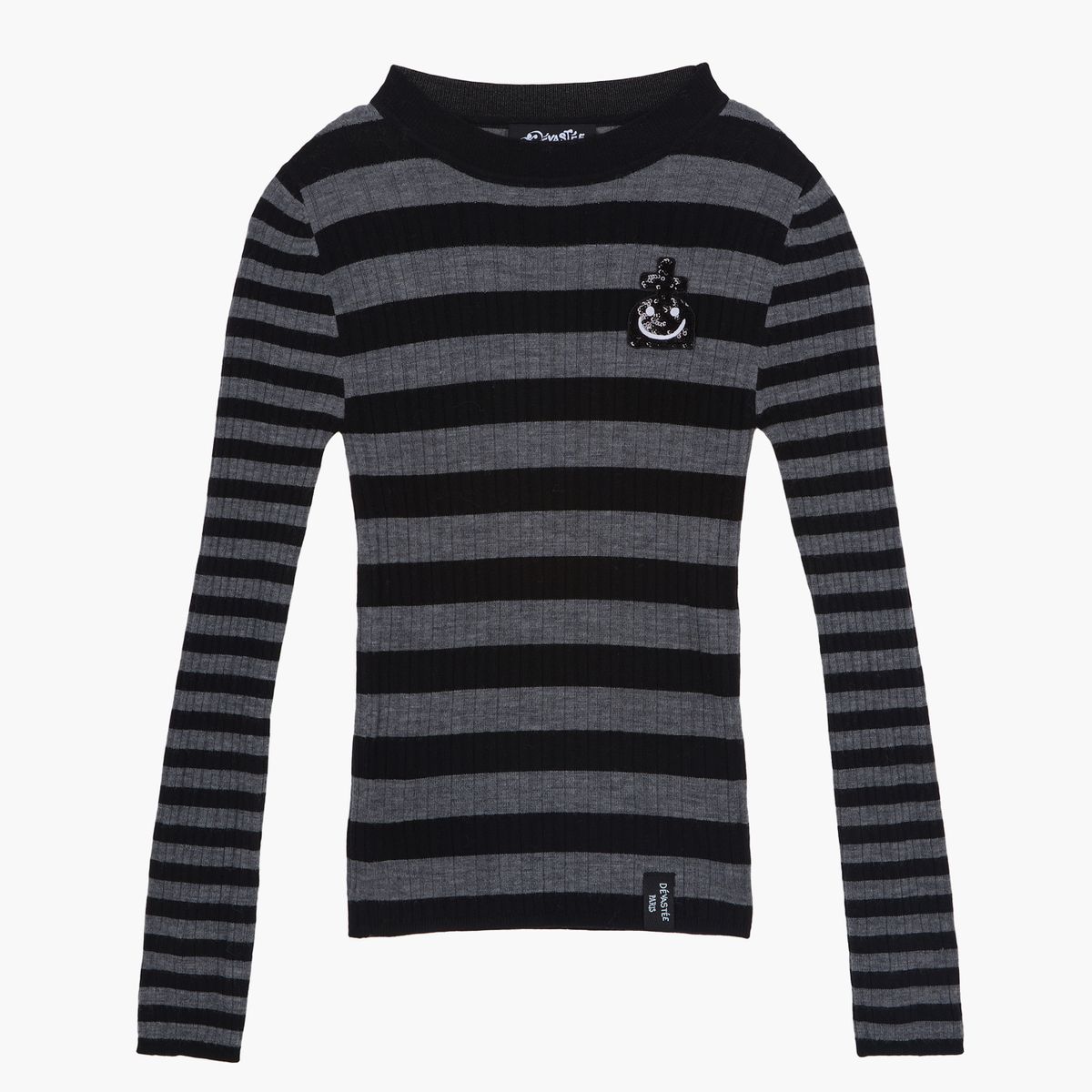 데바스테(DEVASTEE) 스트라이프 립 니트 탑 BLACK STRIPE (S5FWKT007)