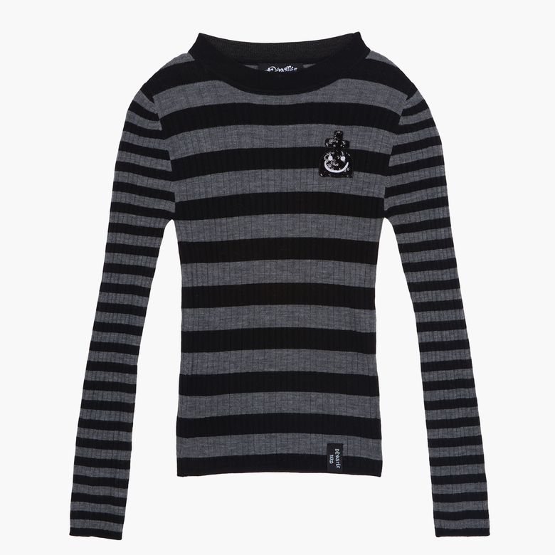 스트라이프 립 니트 탑 BLACK STRIPE (S5FWKT007)