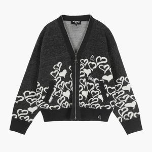 하트 자카드 가디건 BLACK (S5FWCA002)