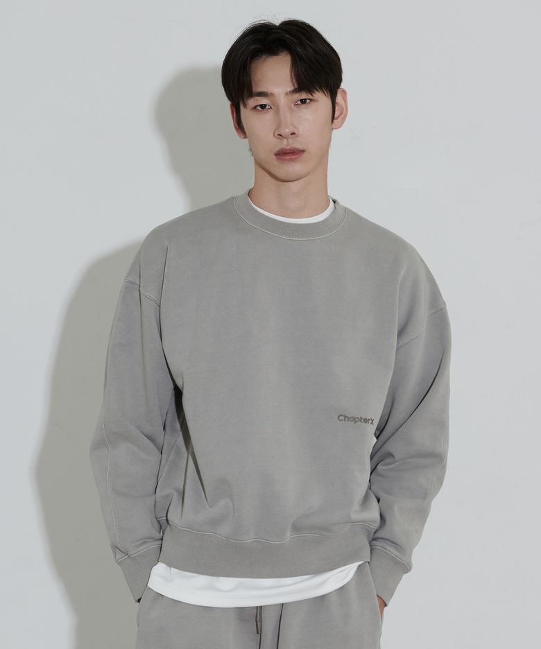 피그먼트 오버숄더 에어홀 맨투맨 (Grey)