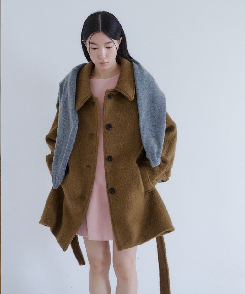 노아 울 하프 코트_모카 브라운
