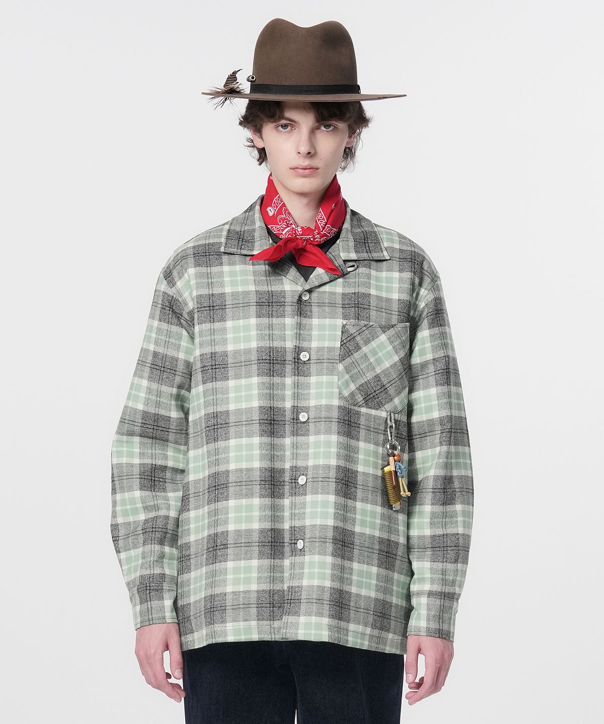 홍우성(HONGWOOSUNG) Western Quilted Shirt_Green