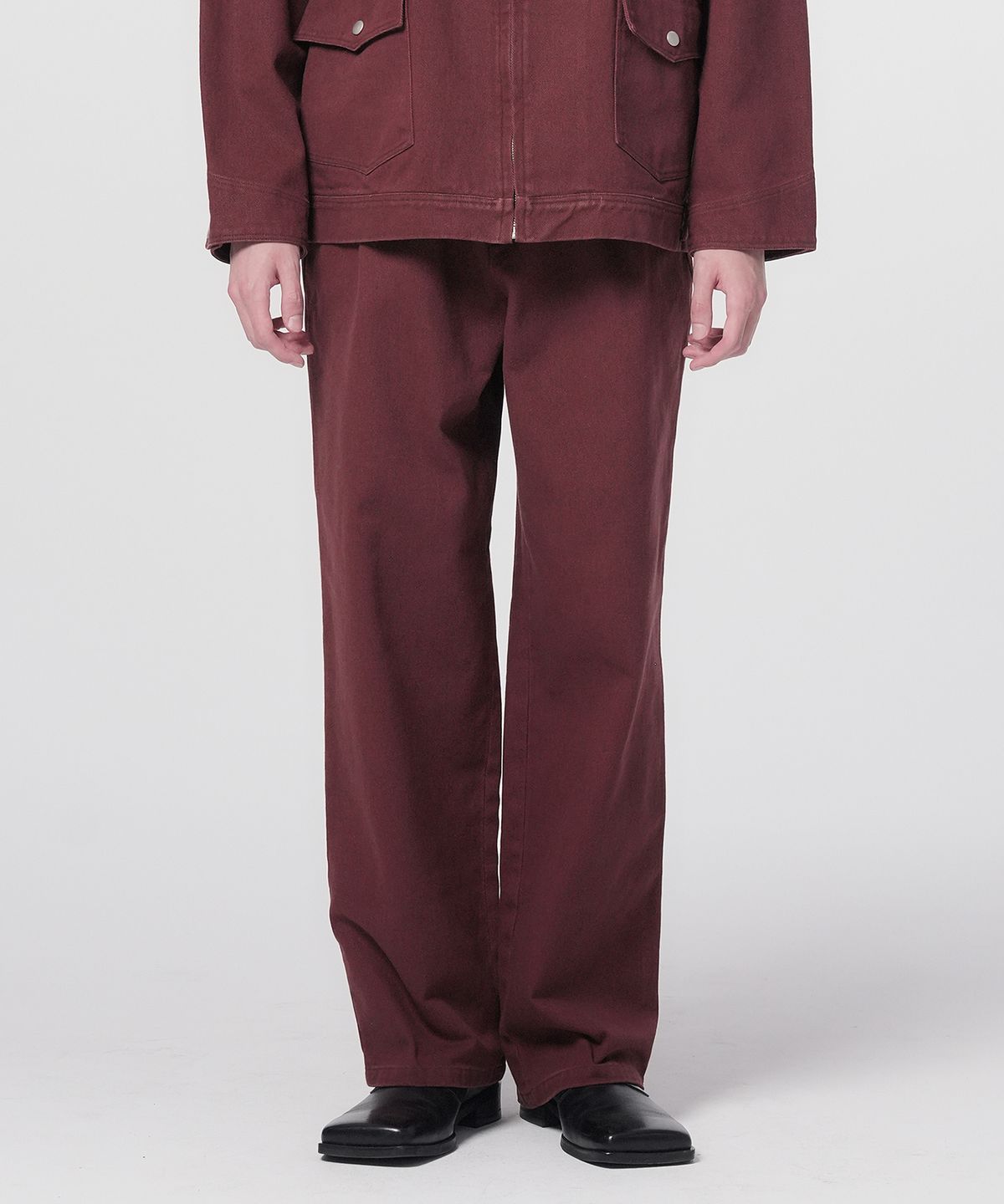 홍우성(HONGWOOSUNG) Washed Twill Cotton Trousers_Burgundy