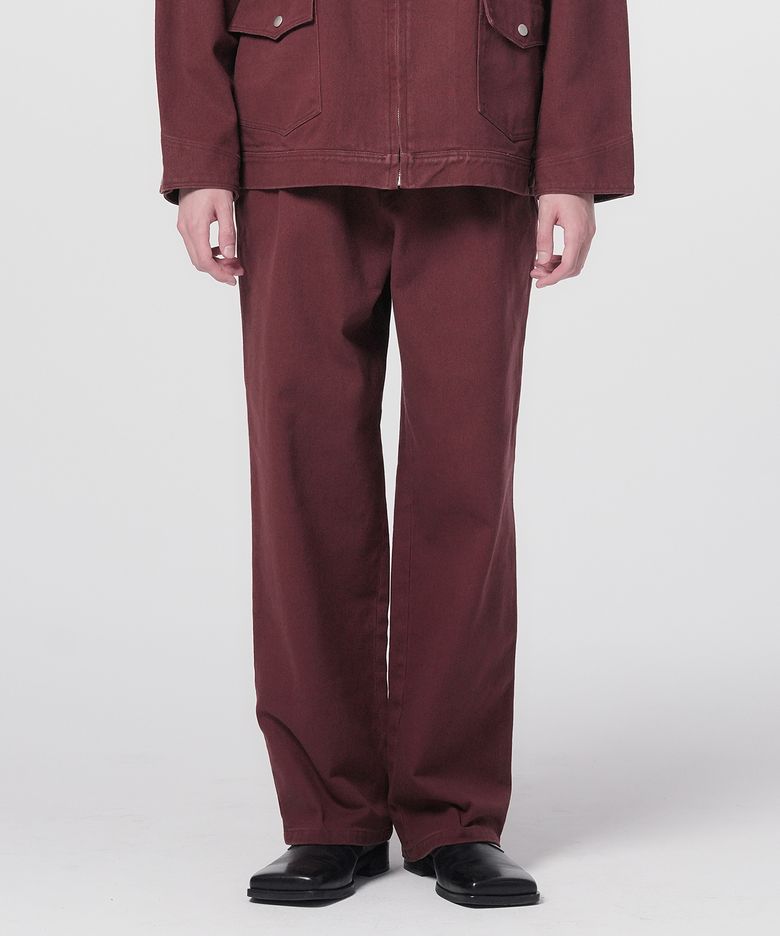 Washed Twill Cotton Trousers_Burgundy