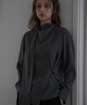Wrap Scarf Blouse [Charcoal]