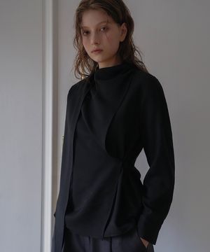 Wrap Scarf Blouse [Black]