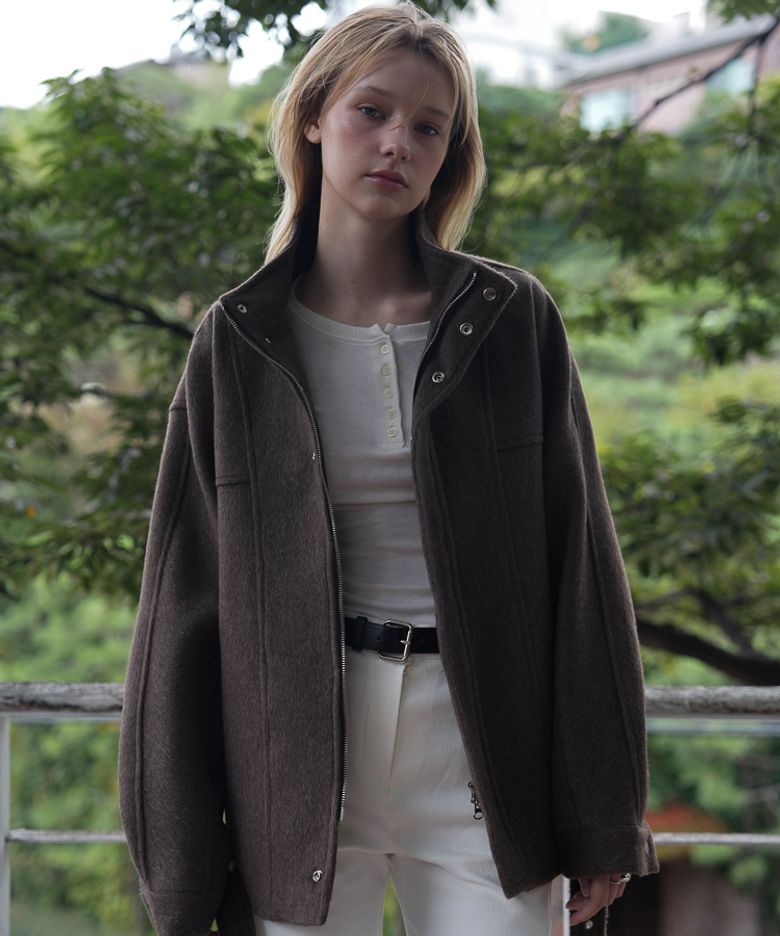 Belted Wool Half Jacket [Brown]