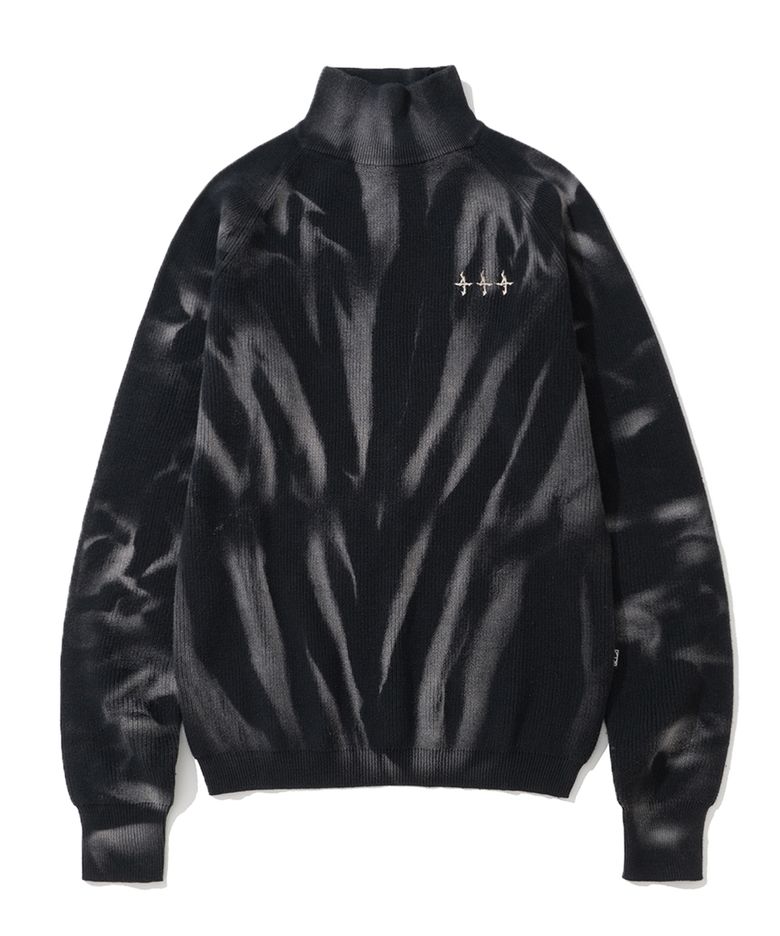 Tie Dye Turtle Neck Sweater - Black