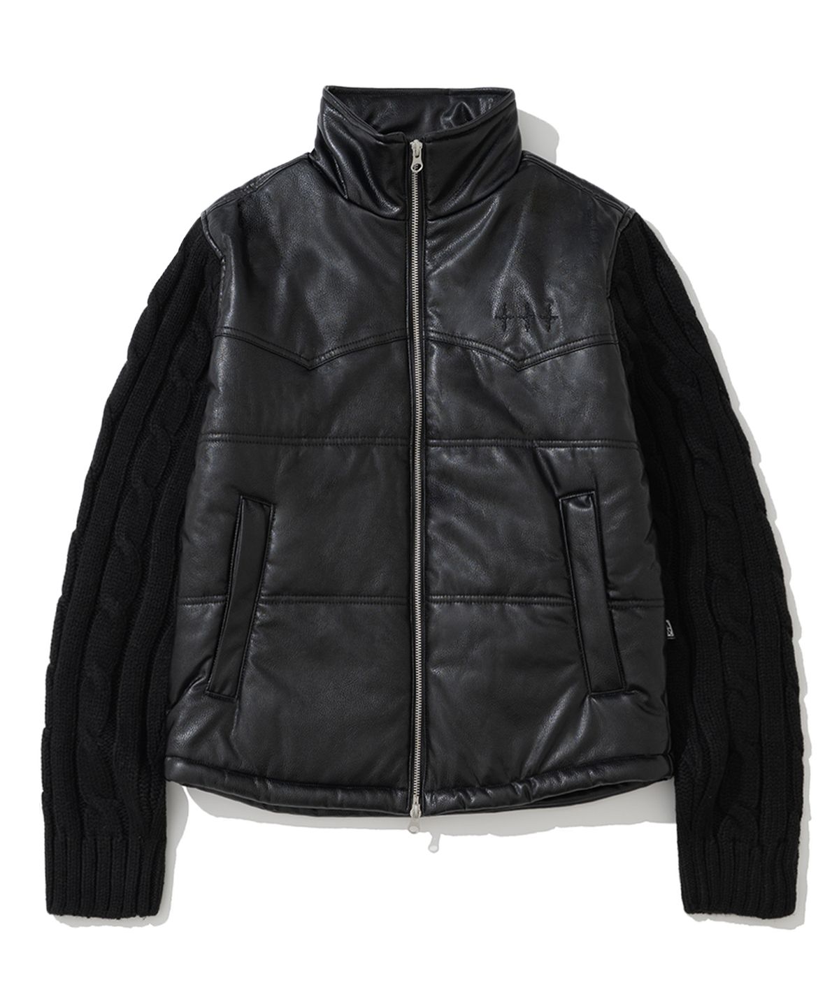 낫포너드(NOT4NERD) Knit Sleeve Puffer Jacket - Black