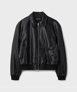 FAKE LEATHER SINGLE JACKET [BLACK]