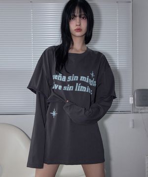 Raw Cut Layered Long Sleeve Tee Charcoal