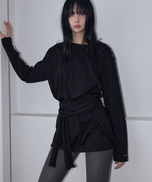Wrap-Tie Long Sleeve Tee Black