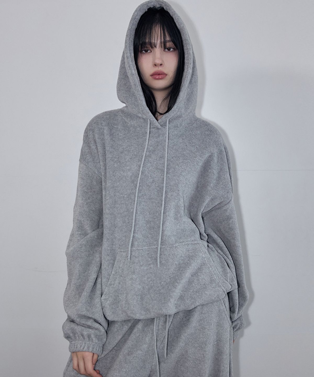 렌세(RENSE) Melange Fleece Pullover Hoodie Gray