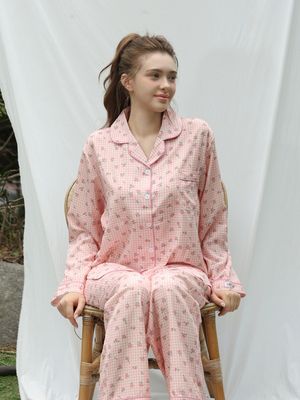 로맨틱 플로랄 클린핏 커플잠옷 긴팔 파자마 상하의 세트