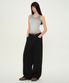 우먼즈 더블 니트 데님 디테일 와이드 스웨트 팬츠 [블랙]