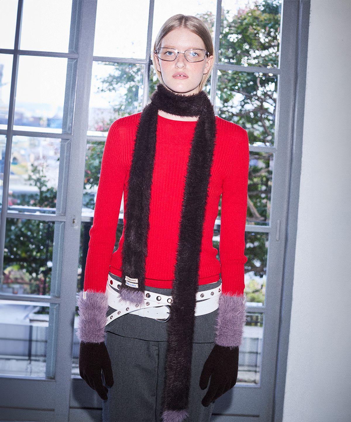 쿠론(COURONNE) Slim Knit Muffler_RIAEX25653BRX