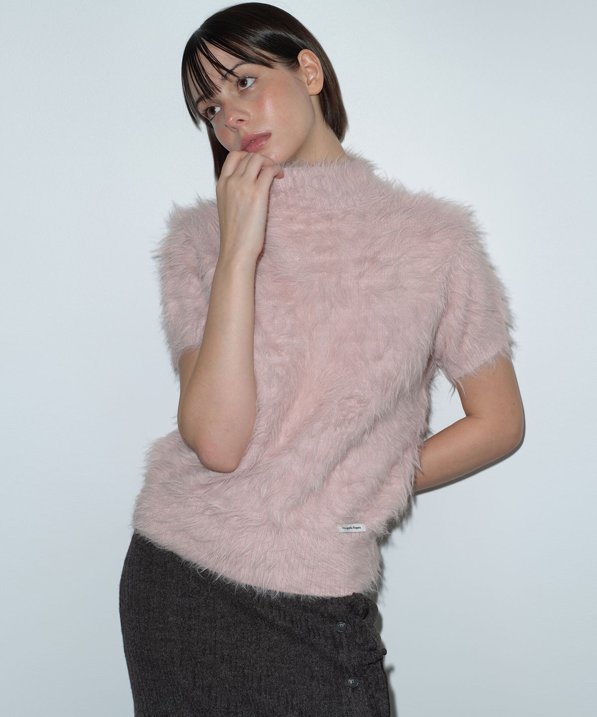 마가린핑거스(MARGARIN FINGERS) HAIRY HIGH NECK KNIT (PINK)