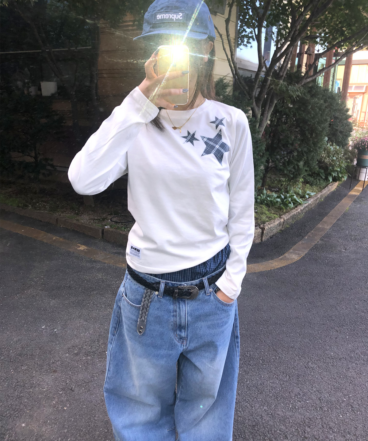 쏘비(SEW-B) 세미크롭 ging 긴팔티