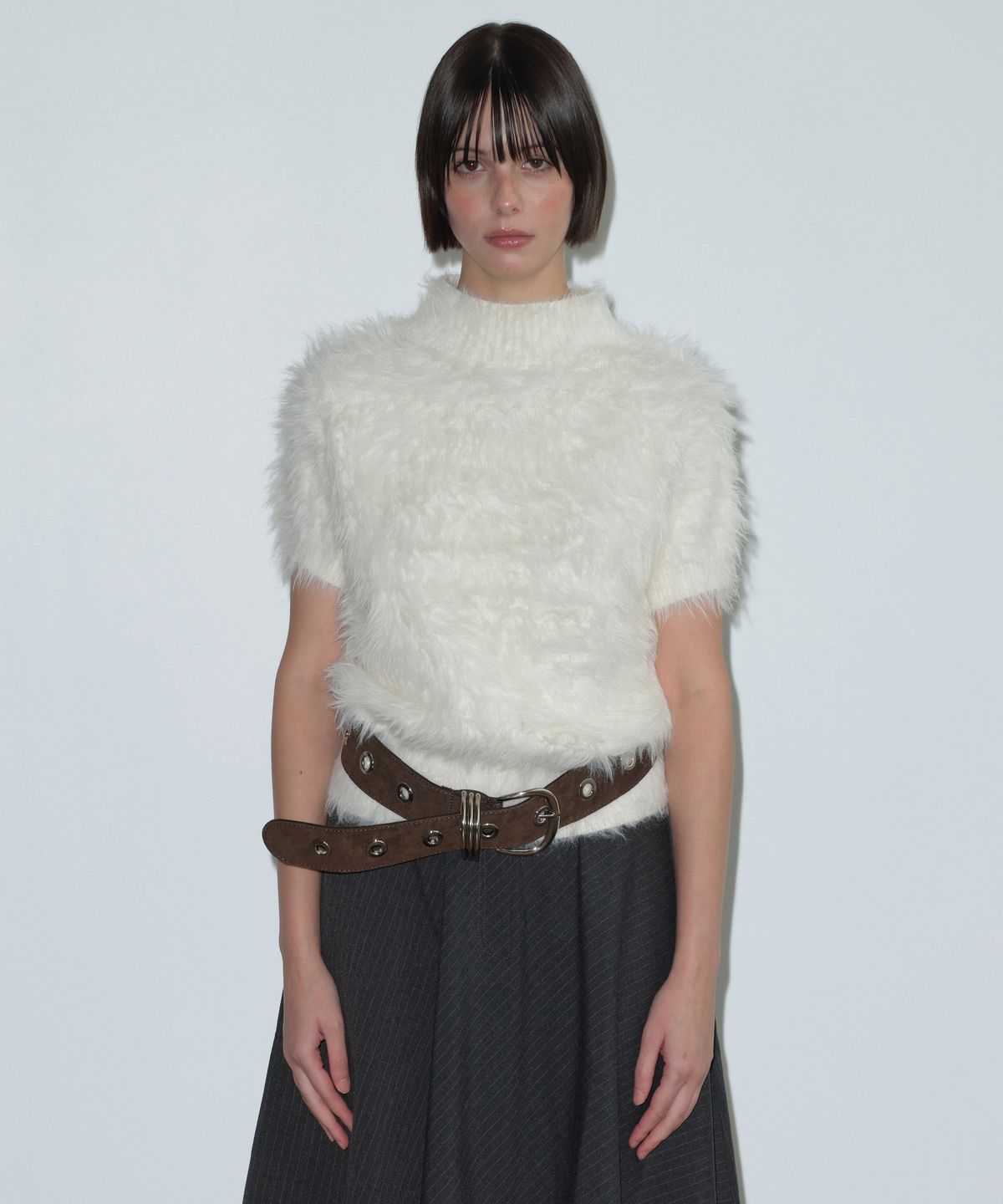 마가린핑거스(MARGARIN FINGERS) HAIRY HIGH NECK KNIT (IVORY)