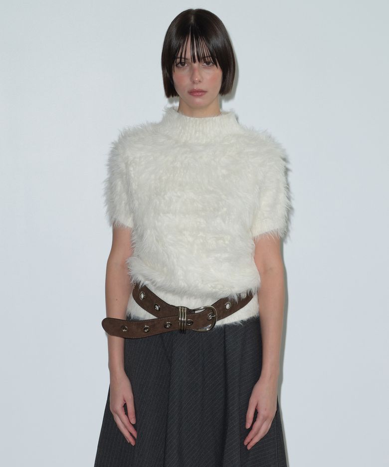 HAIRY HIGH NECK KNIT (IVORY)