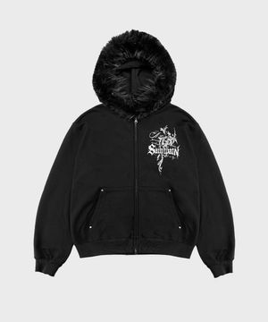 SP 피죤 퍼 후드집업 블랙