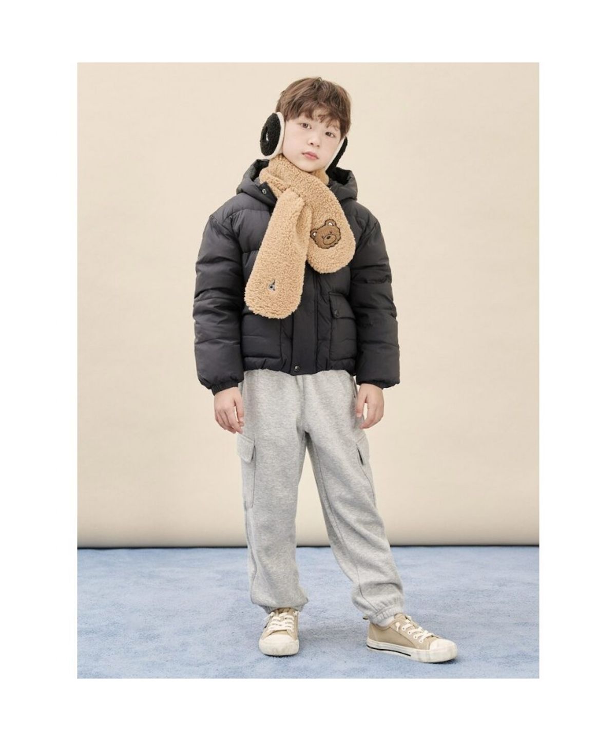 빈폴 키즈(BEANPOLE KIDS) 곰돌이 폴키 보아 머플러  브라운 (BI5X84U02D)