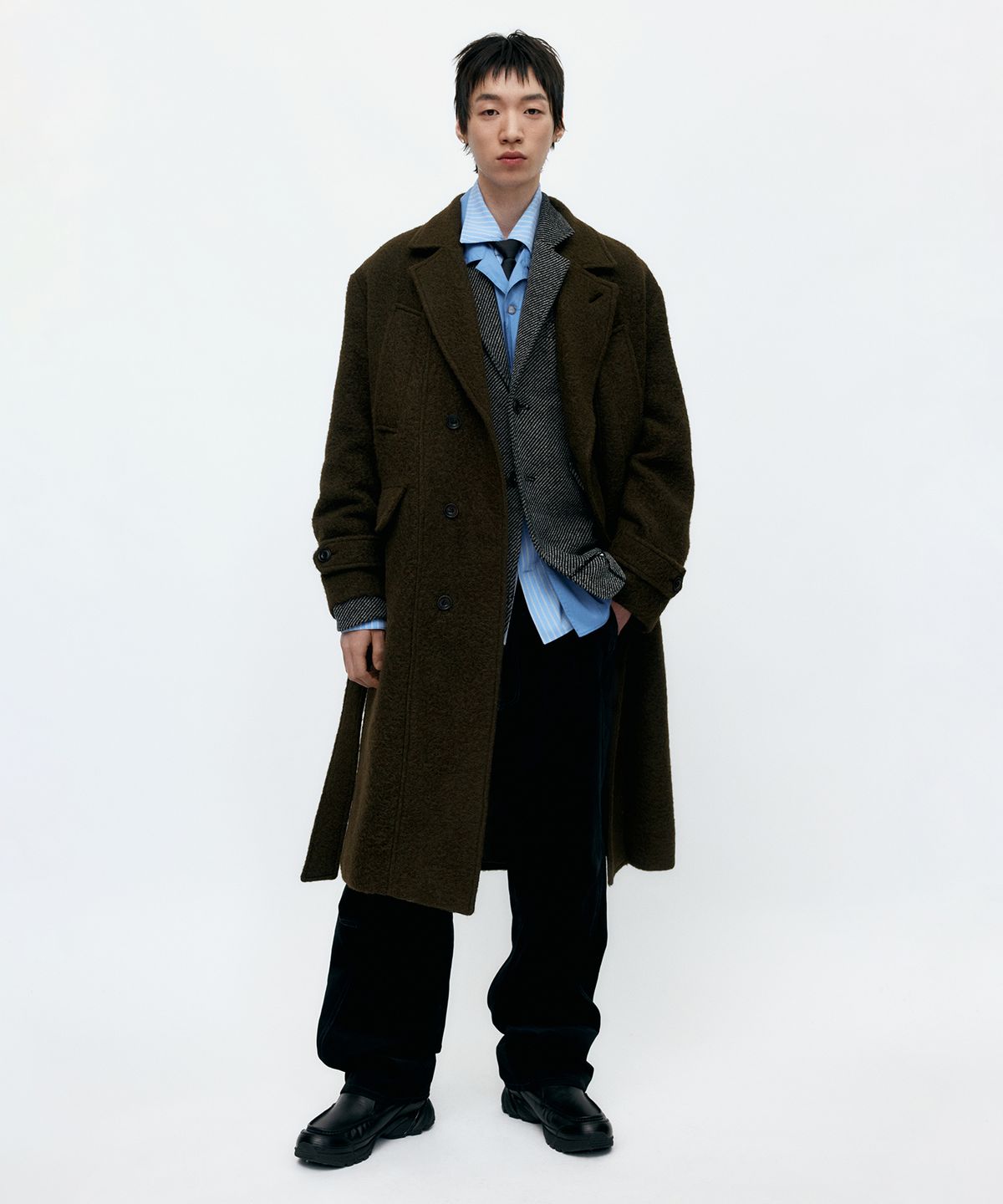 앤더슨벨(ADSB ANDERSSON BELL) MATTIA SHAGGY WOOL ROBE COAT awa714m(BROWN)