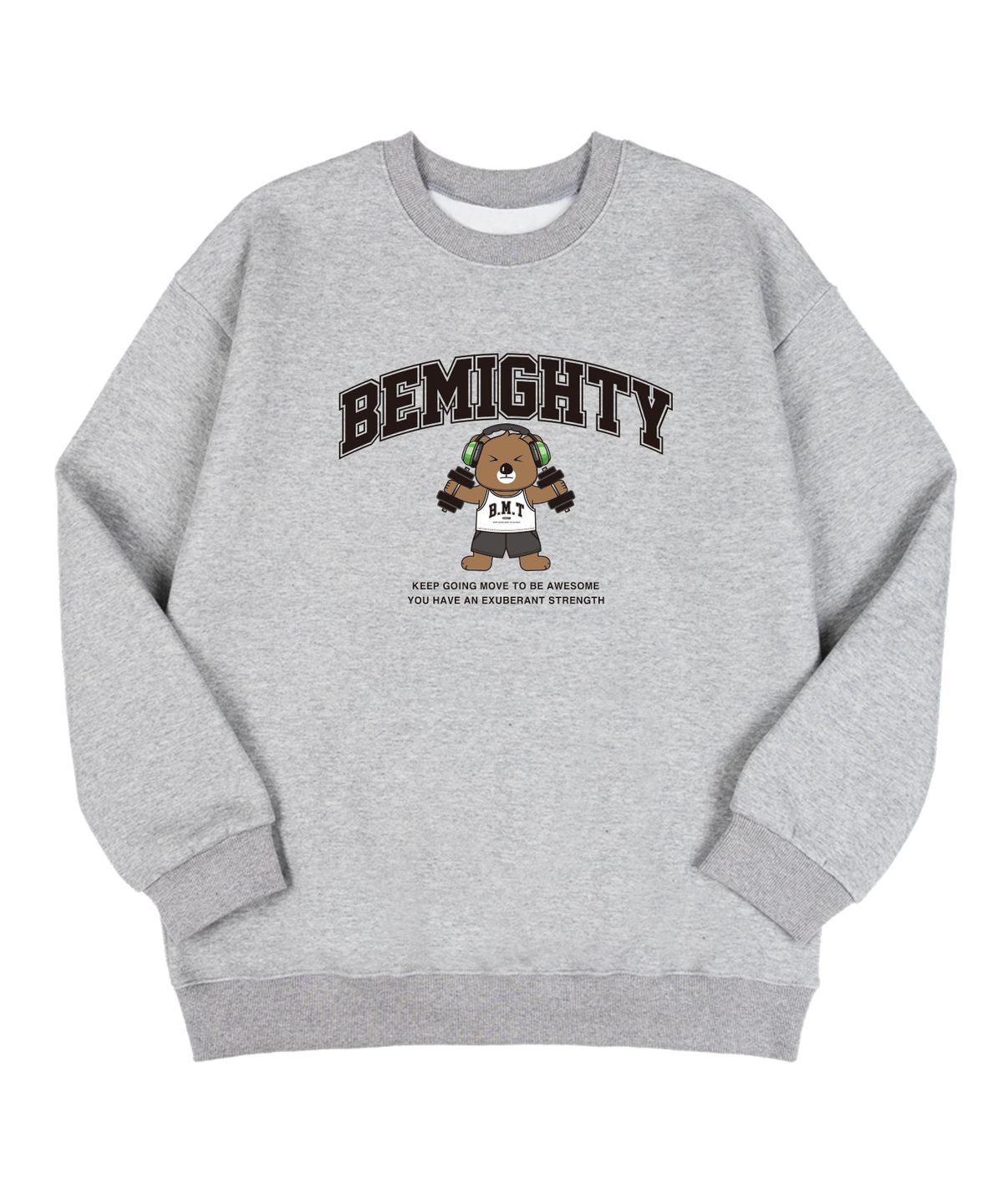 비마이티(BEMIGHTY) 덤벨 베어 오버핏 기모 스웨트셔츠 [멜란그레이]